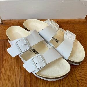 Women’s White Birkenstock Arizona Sandals